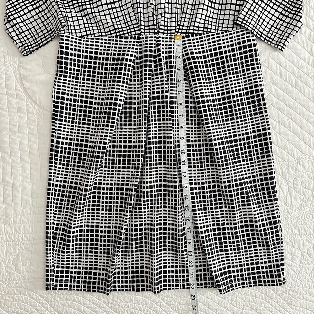 J. McLaughlin Catalina Cloth Mia Dress Black White Mod Matrix Women’s XL - Picture 4 of 10